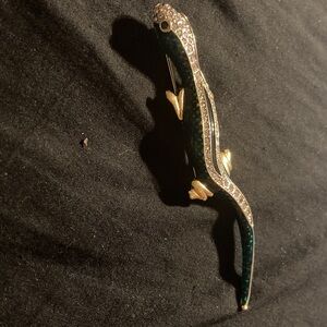 Elegant Green and Gold Reptile Brooch
